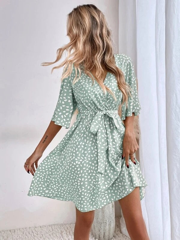 V-neck Waist Fashion Versatile Boho Dress