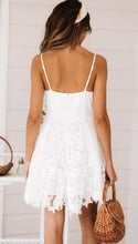 Load image into Gallery viewer, Lace Backless White Short Slip Dress