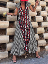 Carregar imagem no visualizador da galeria, Ethnic Unique Print Ruffle Sleeve A-line Maxi Dress