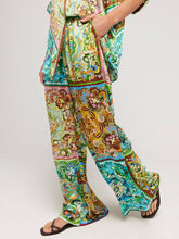 Load image into Gallery viewer, Special Satin Print Button Wide Leg Trousers