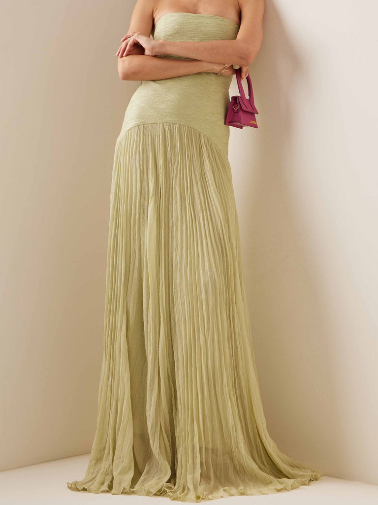 Solid Splicing Off-Shoulder Maxi Dress
