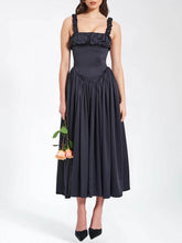 Load image into Gallery viewer, Elegant Pleated Strap Puffy Maxi Dress