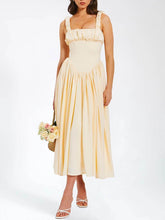 Load image into Gallery viewer, Elegant Pleated Strap Puffy Maxi Dress