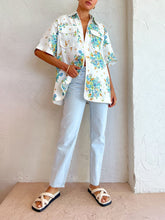 Load image into Gallery viewer, Floral Print Ivory Trim Pocketed Blouse And Back Elastic Shorts Set