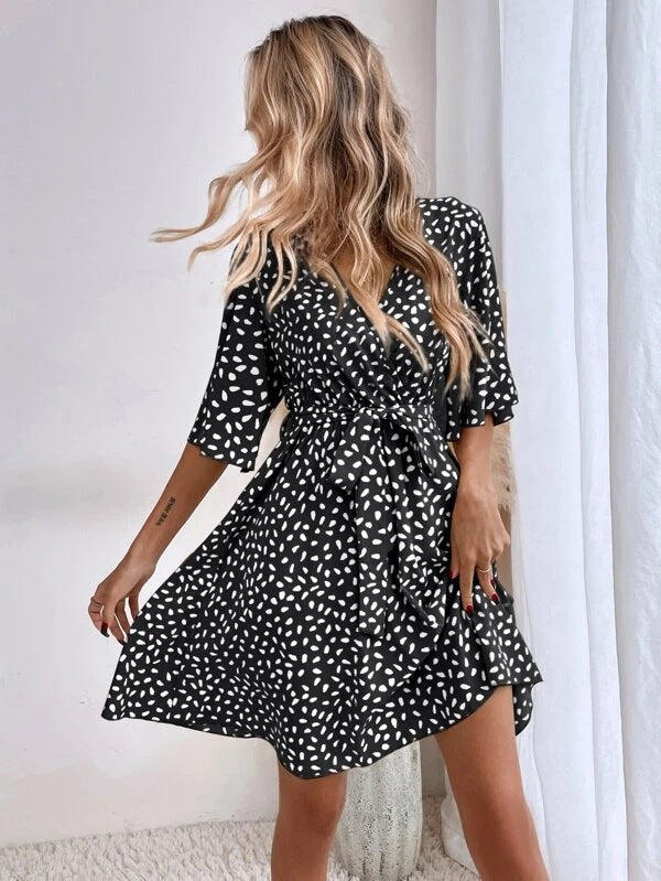 V-neck Waist Fashion Versatile Boho Dress