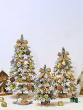 Load image into Gallery viewer, Gold Flocked Mini Christmas Tree Decorative Table Ornaments