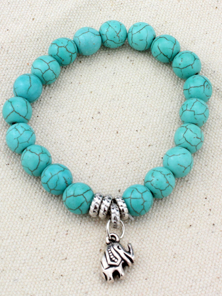 Bracelet éléphant en croix turquoise tendance