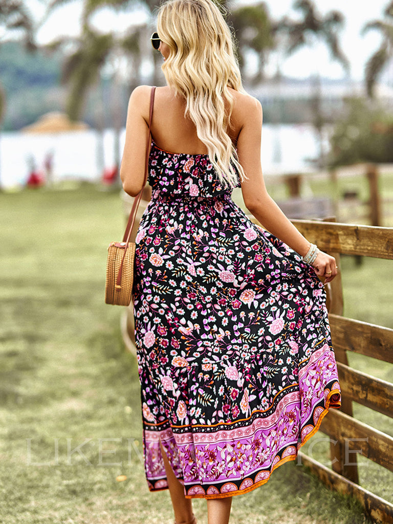 Smocked Printed Dress