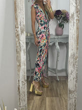 Load image into Gallery viewer, Tie-Dye Deep V Ruched Knotted Maxi Dress