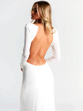 Load image into Gallery viewer, Pearl Chain Backless Fitted Maxi Dress