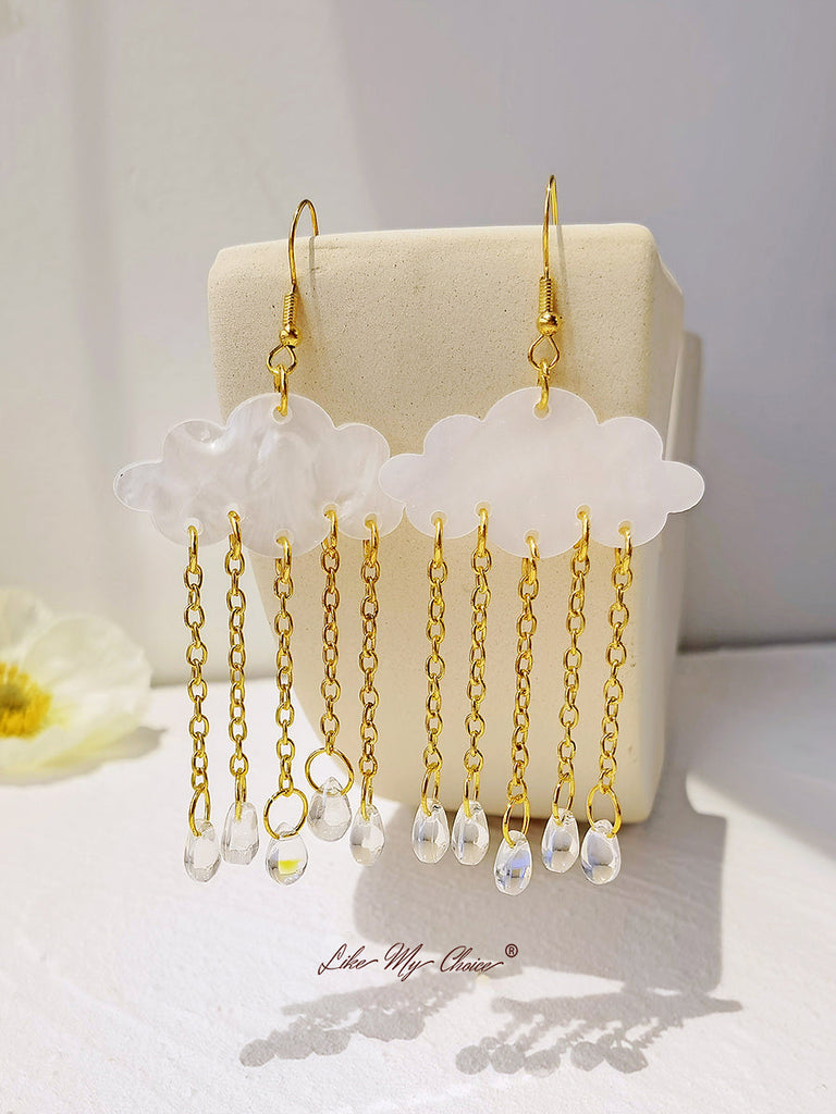 Boucles d'oreilles bohèmes en forme de goutte de cristal nuageux