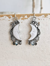 Indlæs billede til gallerivisning Blue Topaz Pendant Earring with Crescent Moon Motif