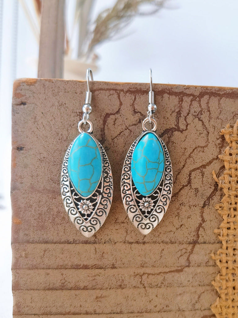 Boucles d'oreilles ovales turquoise