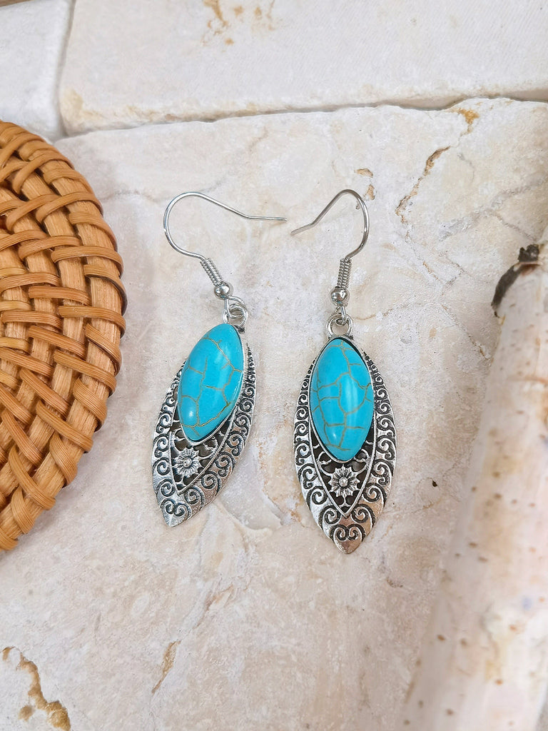 Boucles d'oreilles ovales turquoise