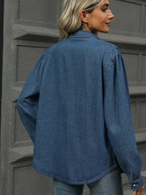 Load image into Gallery viewer, Loose-Fit Washed Denim Long Sleeve Shirt
