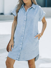 Load image into Gallery viewer, Chelsea Pocketed Denim Button Down Shirt Dress