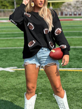 Load image into Gallery viewer, Sequined Rugby Crew Neck Loose Sweatshirt