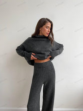 Načíst obrázek do prohlížeče Galerie, Turtleneck Split Sweater Loose Knit Pants Set