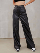 画像をギャラリービューアに読み込む, Casual High Waist PU Wide Leg Pants