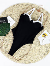 Load image into Gallery viewer, Black And White Patchwork U-Neck One-Piece Swimsuit