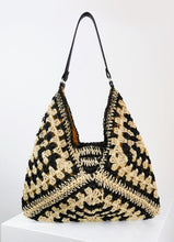 Load image into Gallery viewer, Bicolor Crochet Knit Tote Bag