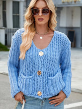 Indlæs billede til gallerivisning V-Neck Button-Up Knit Cardigan
