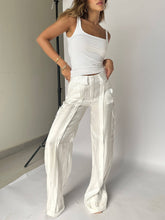 Indlæs billede til gallerivisning Golden Years Glitter Fabric Drawstring Waist Pocketed Wide Leg Pants