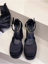 画像をギャラリービューアに読み込む, Rhinestone Double-Layered Platform Toe-Cap Sandals