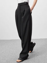 Indlæs billede til gallerivisning Black High-Waisted Floor-Length Wide-Leg Pants