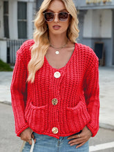 Indlæs billede til gallerivisning V-Neck Button-Up Knit Cardigan
