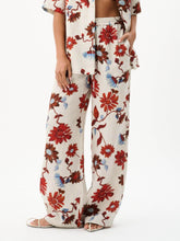 Load image into Gallery viewer, Exquisite Floral Print Lace-Up Wide-Leg Pants