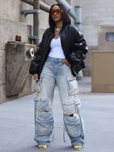 Load image into Gallery viewer, Street Style Cargo Denim