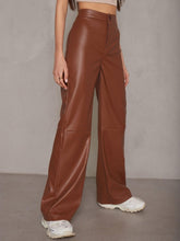 Indlæs billede til gallerivisning Casual High Waist PU Wide Leg Pants