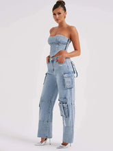 Load image into Gallery viewer, Low-Waist Pocket Jeans