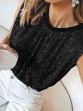 Görseli Galeri görüntüleyiciye yükleyin, Sequined Sequined Shoulder-Padded Sleeveless Tank Top