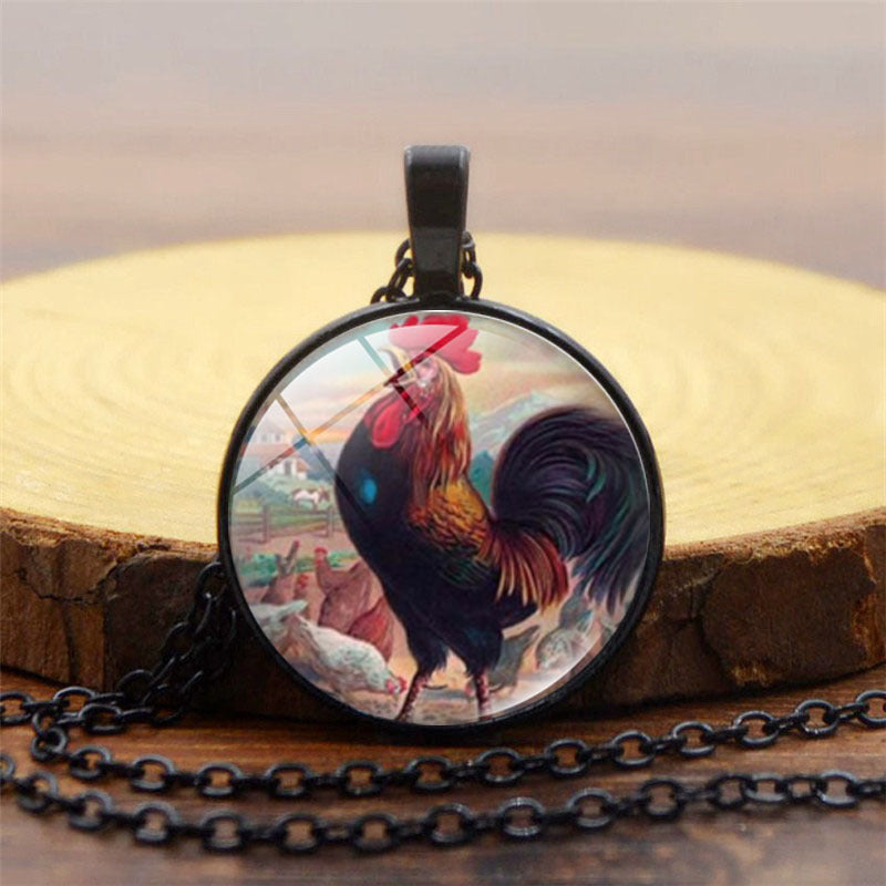 aikergood? Rooster Pendant Colorful Rooser Necklace