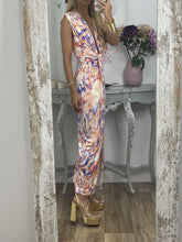 Load image into Gallery viewer, Tie-Dye Deep V Ruched Knotted Maxi Dress