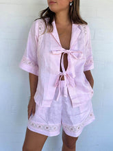 Carregar imagem no visualizador da galeria, Summer Strappy Hollow Short-Sleeved Shirt And Shorts Two-Piece Set