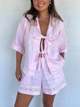 Carregar imagem no visualizador da galeria, Summer Strappy Hollow Short-Sleeved Shirt And Shorts Two-Piece Set