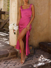 Load image into Gallery viewer, Summer Halter Satin Bridesmaid Prom Maxi Dresses