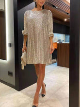 Load image into Gallery viewer, Sequined Waist Mini Dress