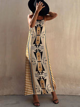 Carregar imagem no visualizador da galeria, Ethnic Print Backless A-line Maxi Dress