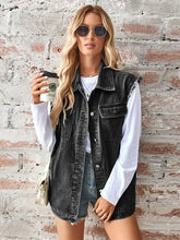 Load image into Gallery viewer, Washed Denim Sleeveless Cardigan