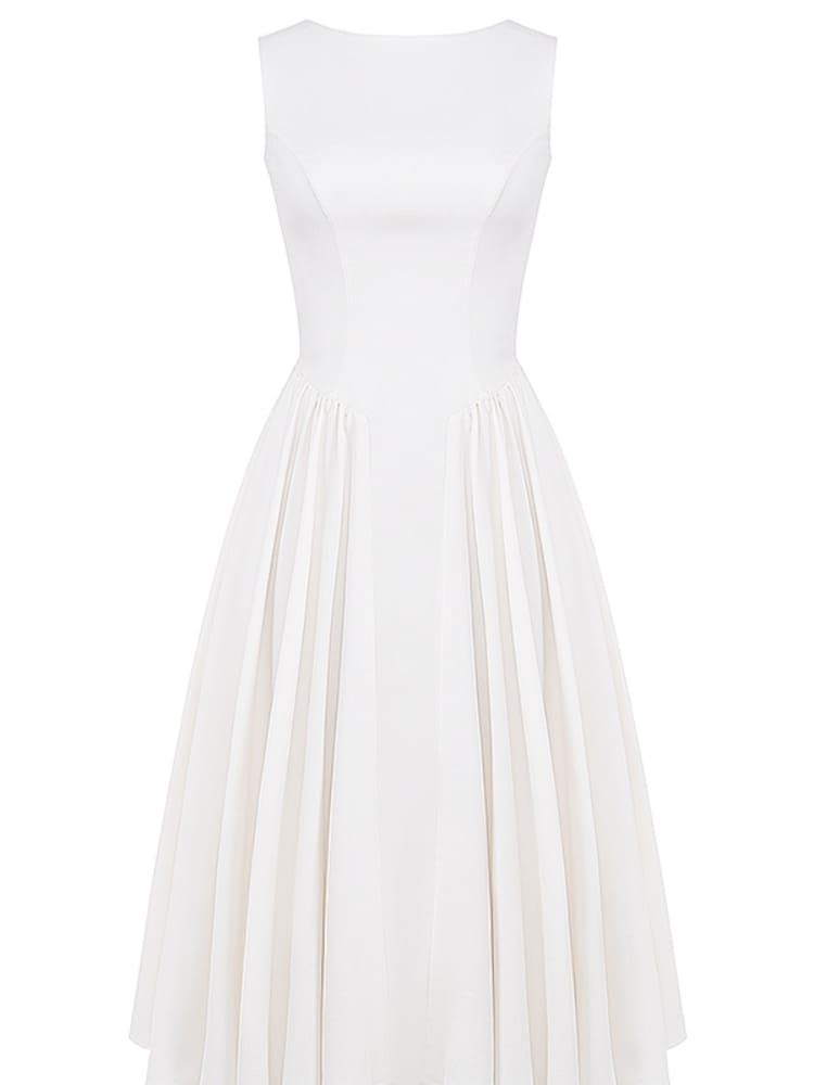 White Twill Midi Sundress