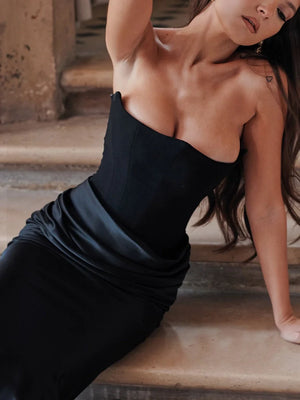 black strapless co chromosome dress