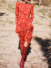 Load image into Gallery viewer, Moroccan Rose Fitted Long Sleeve Maxi Dress