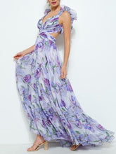 Load image into Gallery viewer, Backless printed maxi dress