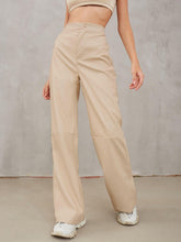 Lataa kuva Galleria-katseluun, Casual High Waist PU Wide Leg Pants