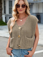 Load image into Gallery viewer, V-Neck Buttoned Knit Vest