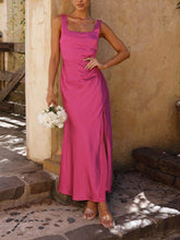 Load image into Gallery viewer, Summer Halter Satin Bridesmaid Prom Maxi Dresses